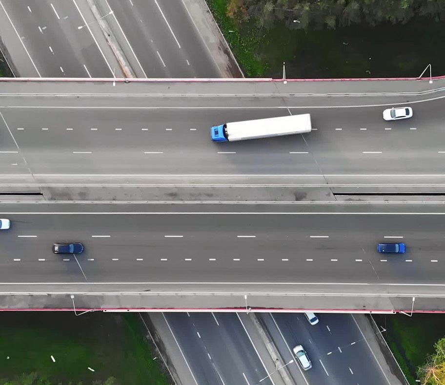 Highway overpass with cars on it